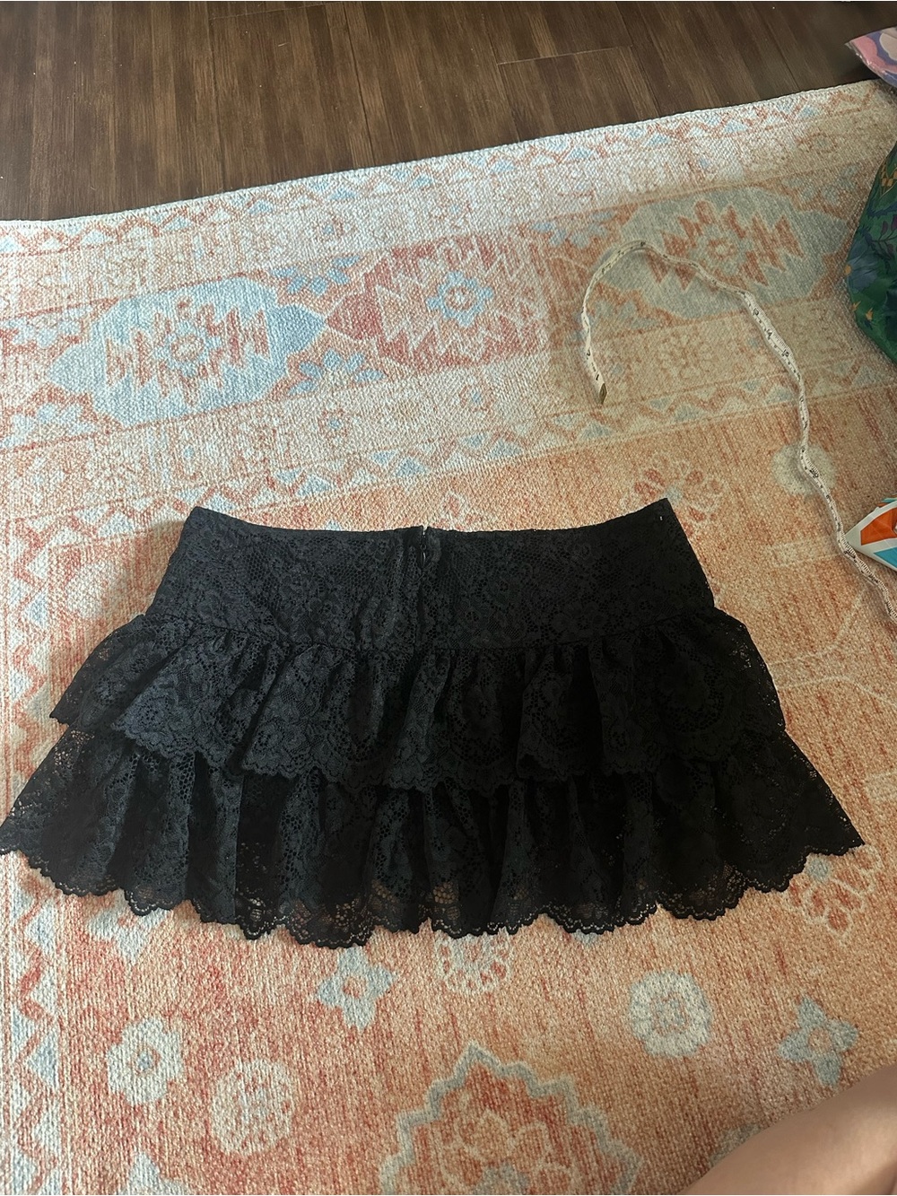 NWOT Edikted Ruffle Sheer Lace Low Rise Mini Skirt black size medium going out - Picture 3 of 7